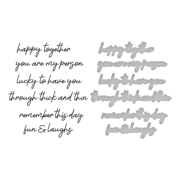 Friends Sentiments Press Plate & Die Set from the Storytelling by Spellbinders Scrapbooking Collection sentiments