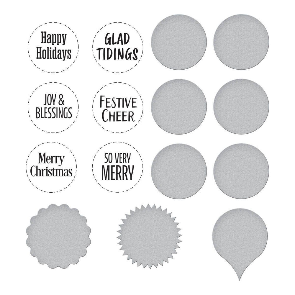 Festive Circle Sentiments Press Plates & Die Set by Lisa Horton