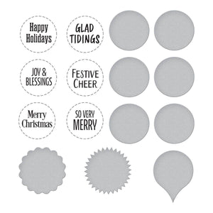 Festive Circle Sentiments Press Plates & Die Set by Lisa Horton
