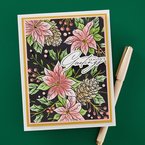Festive Poinsettias BetterPress and Stencil Bundle from the Amaryllis Christmas Collection by Yana Smakula