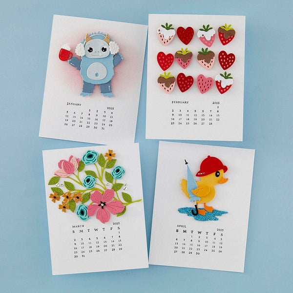 2025 DIY Calendar Press Plates and DIY Easel BetterPress Dies Bundle from the Florals Through the Year Collection