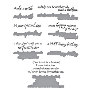 A Very Happy Birthday Sentiments Press Plate & Die Set