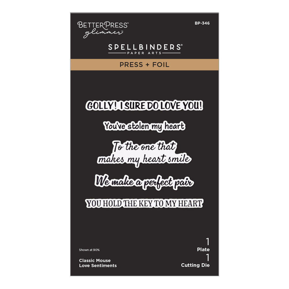 Classic Mouse Love Sentiments Press + Foil Plate & Die Set