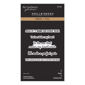Classic Mouse Love Sentiments Press + Foil Plate & Die Set