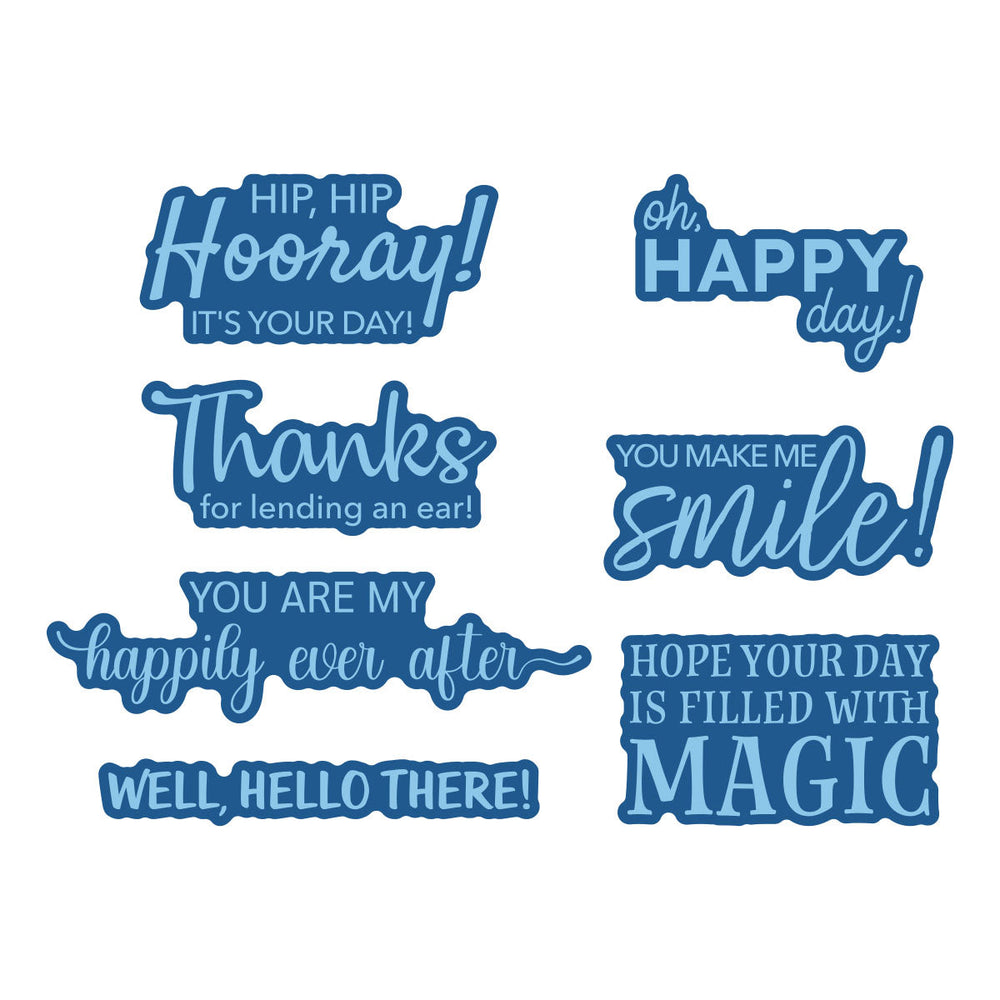 Classic Mouse Happy Sentiments Press + Foil Plate & Die Set