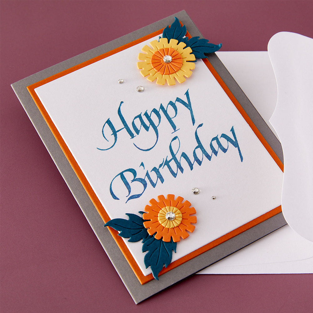 Upright Italic Happy Birthday Press + Foil Plate by Paul Antonio