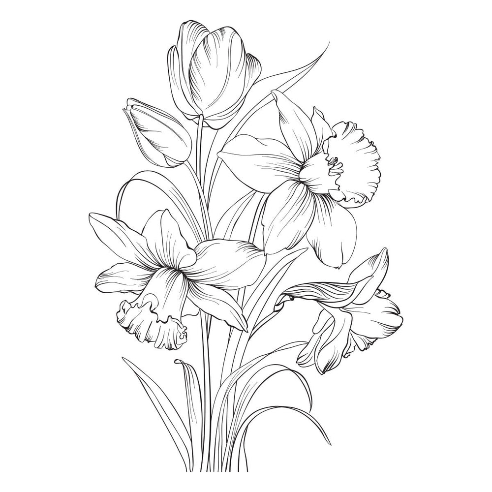 Tulips and Daffodils Press + Foil Plate and Stencil Bundle by Yana Smakula