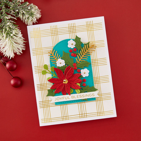 Oh What Fun Sketched Plaid Press + Foil Plate