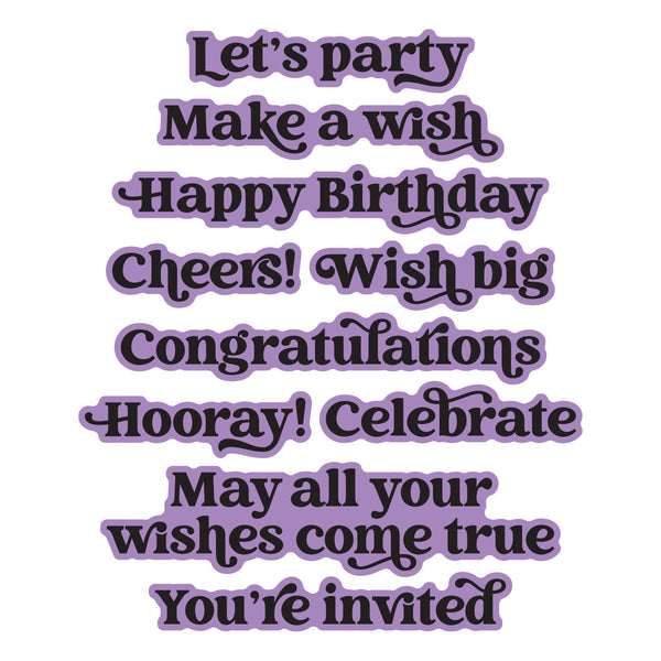 Birthday Sentiments Press + Foil Plate & Die Set by Simon Hurley