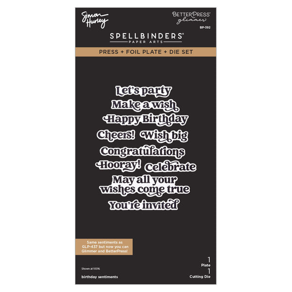 Birthday Sentiments Press + Foil Plate & Die Set by Simon Hurley