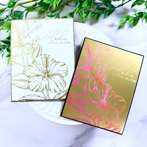 Hibiscus Bloom Press and Foil Plate of the Month - card project 9
