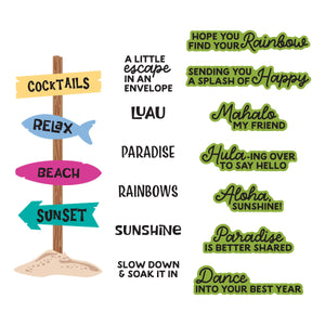 This Way to Rainbows Clear Stamp and Die of the Month - stamp and die set contents