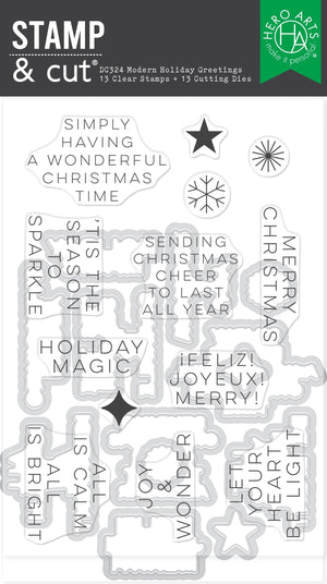 Modern Holiday Greetings Stamp & Cut Set