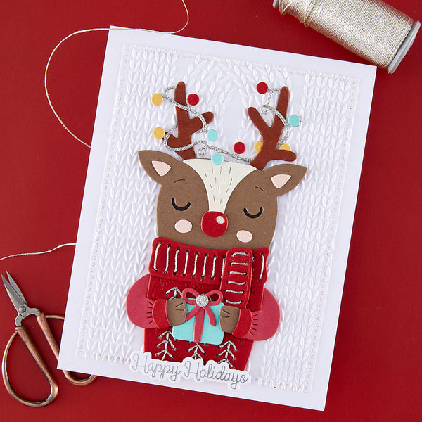 Sweater Weather Friend Stitching Die of the Month - finished card project