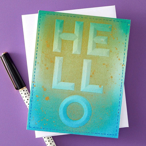 Beveled Hello A2 Cardfront 3D Embossing Folder