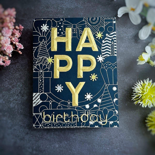 Beveled Happy Birthday A2 Cardfront 3D Embossing Folder