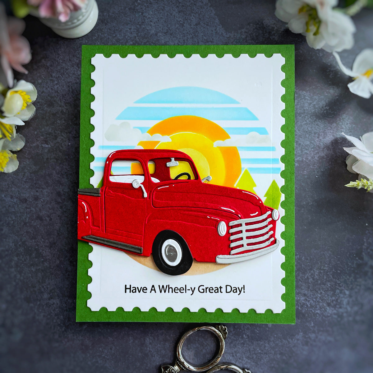 Cruisin' By Sentiments Clear Stamp & Die Set from the Classic Road