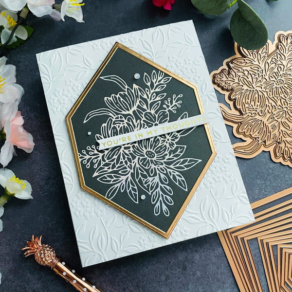 Hexi-Gem Blooms Glimmer Hot Foil Plate & Die Set from the Hexi-Gems Collection
