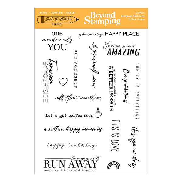 Beyond Stamping Evergreen Sentiments Clear Stamp Set by Josh Griffiths Studio