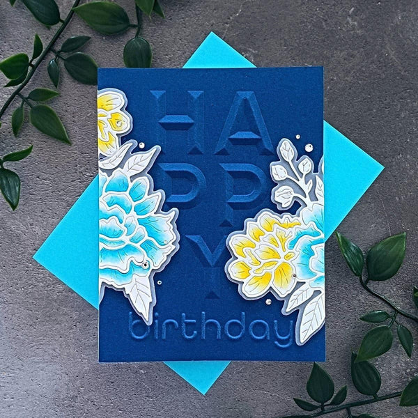 Beveled Happy Birthday A2 Cardfront 3D Embossing Folder