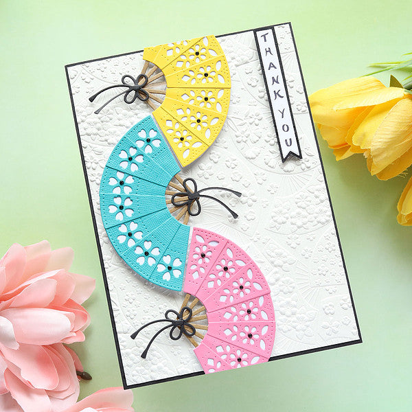 Fan & Bow Etched Dies from the Spring in Kyoto Collection by Alex