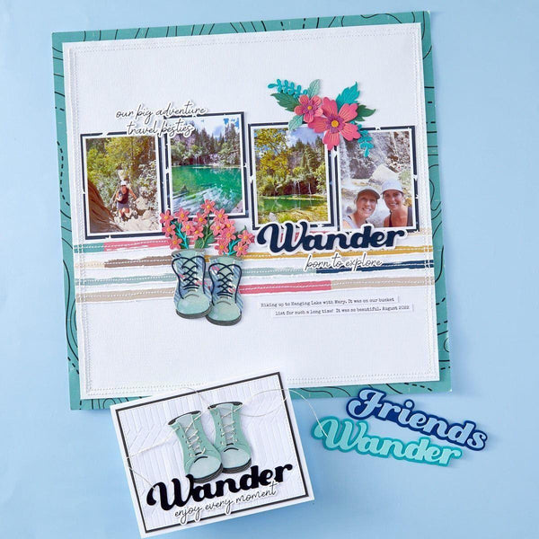 Wander Sentiments Press Plate & Die Set from the Storytelling by Spellbinders Scrapbooking Collection