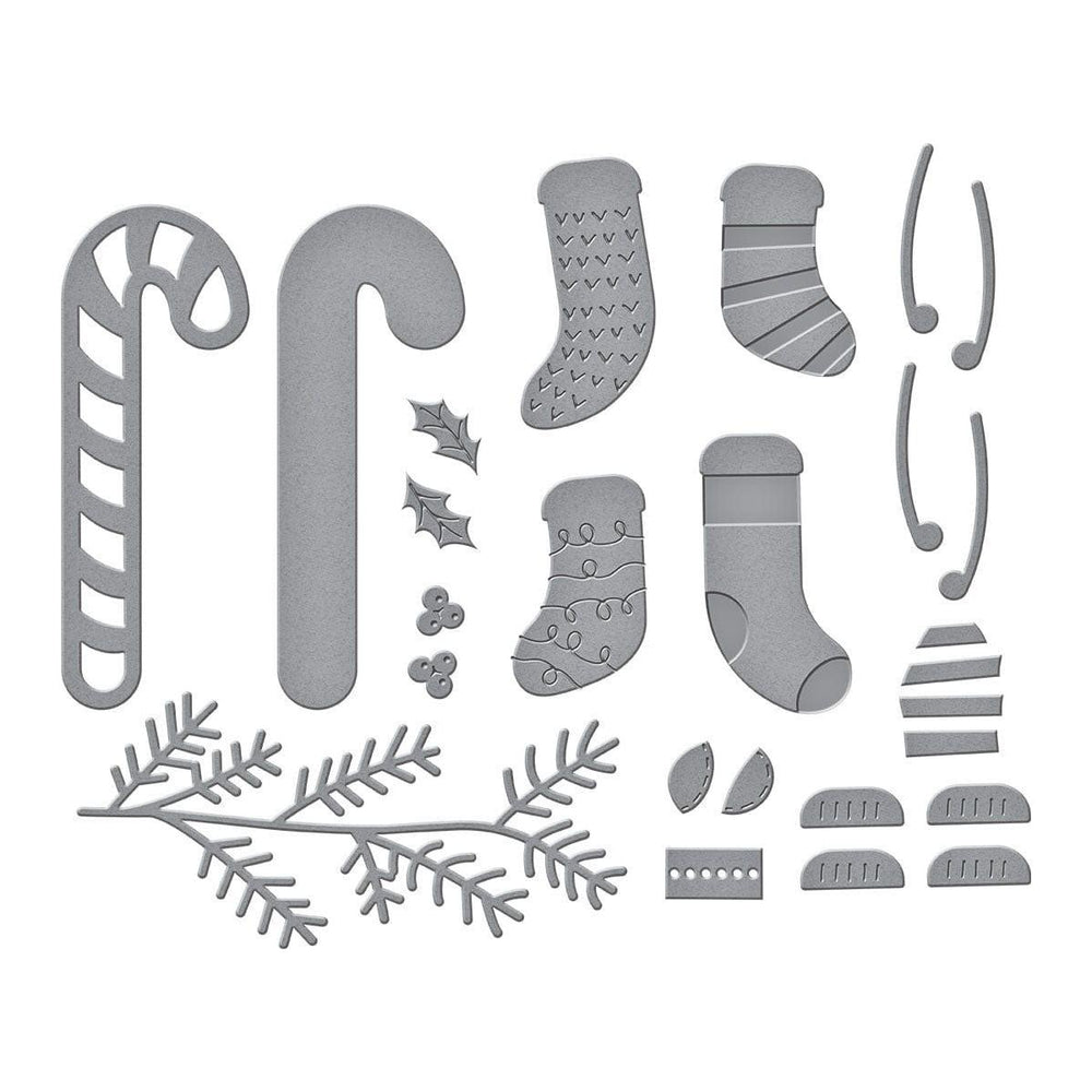 Faux Embroidered Stockings Etched Dies from the Nichol's Needlework Collection by Nichol Spohr