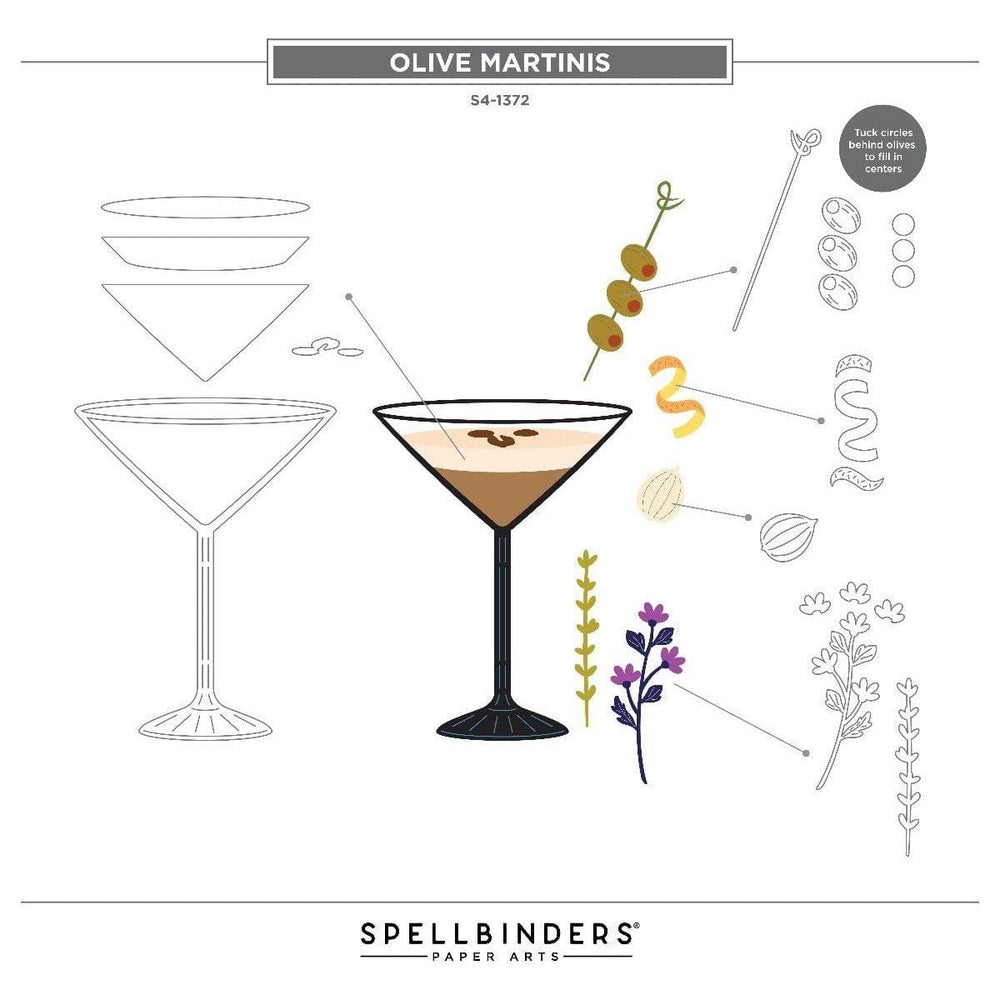 Olive Martinis Etched Dies