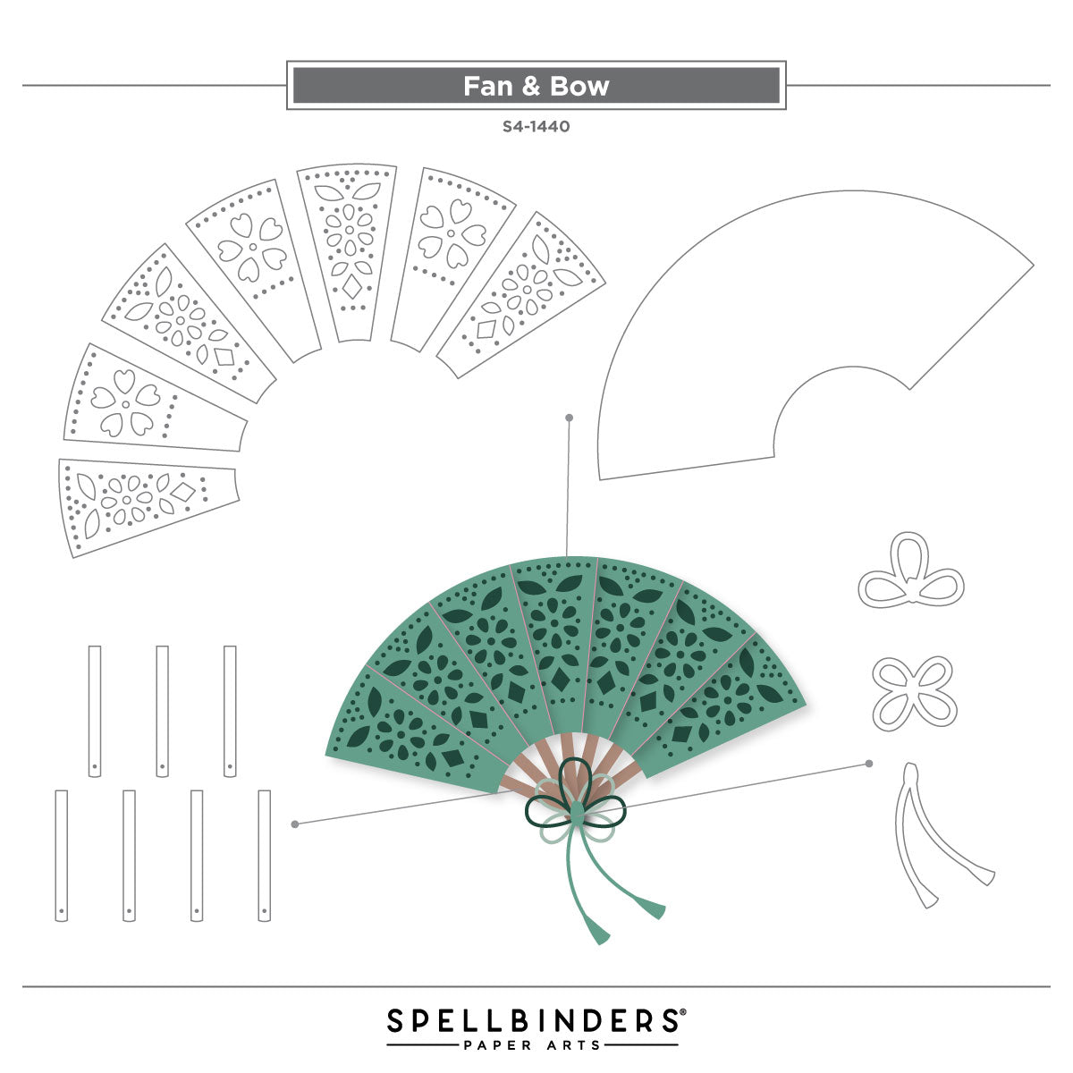Fan & Bow Etched Dies from the Spring in Kyoto Collection by Alex