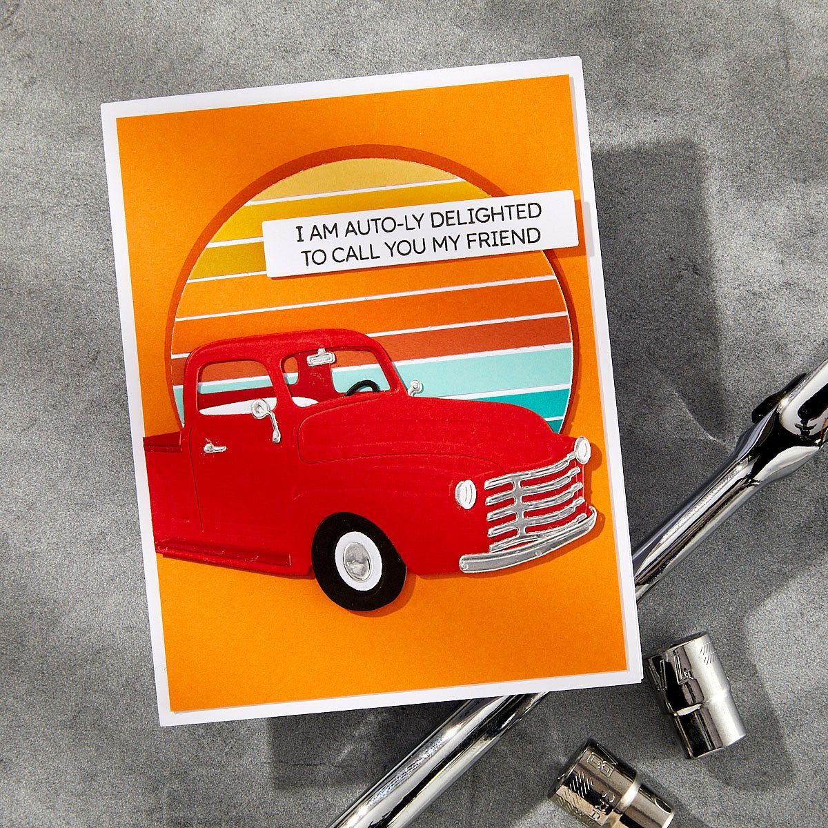 Cruisin' By Sentiments Clear Stamp & Die Set from the Classic Road