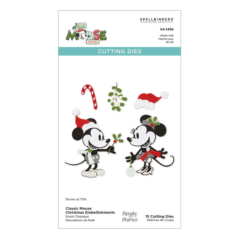 Classic Mouse Christmas Embellishments Etched Dies