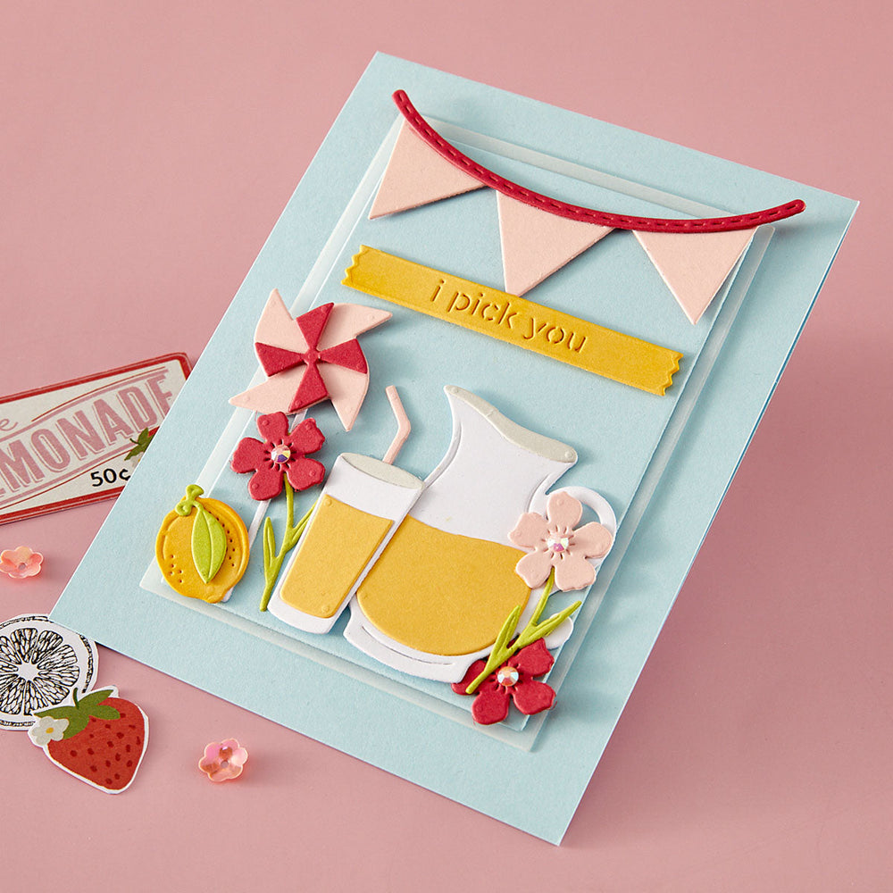 Pink Lemonade Stand Tags Etched Dies with Simple Stories