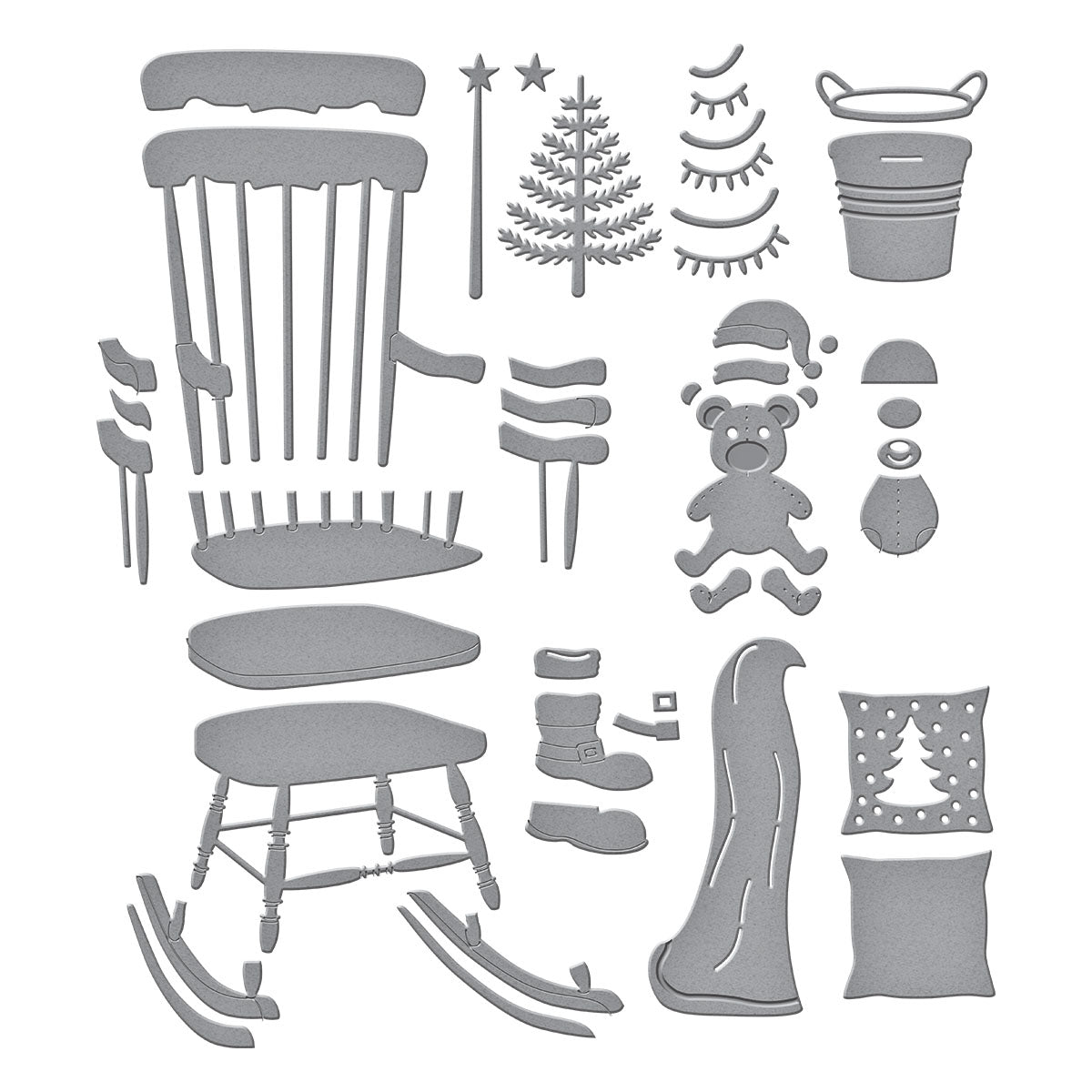 Christmas Rocking Chair Etched Dies from the Country Christmas