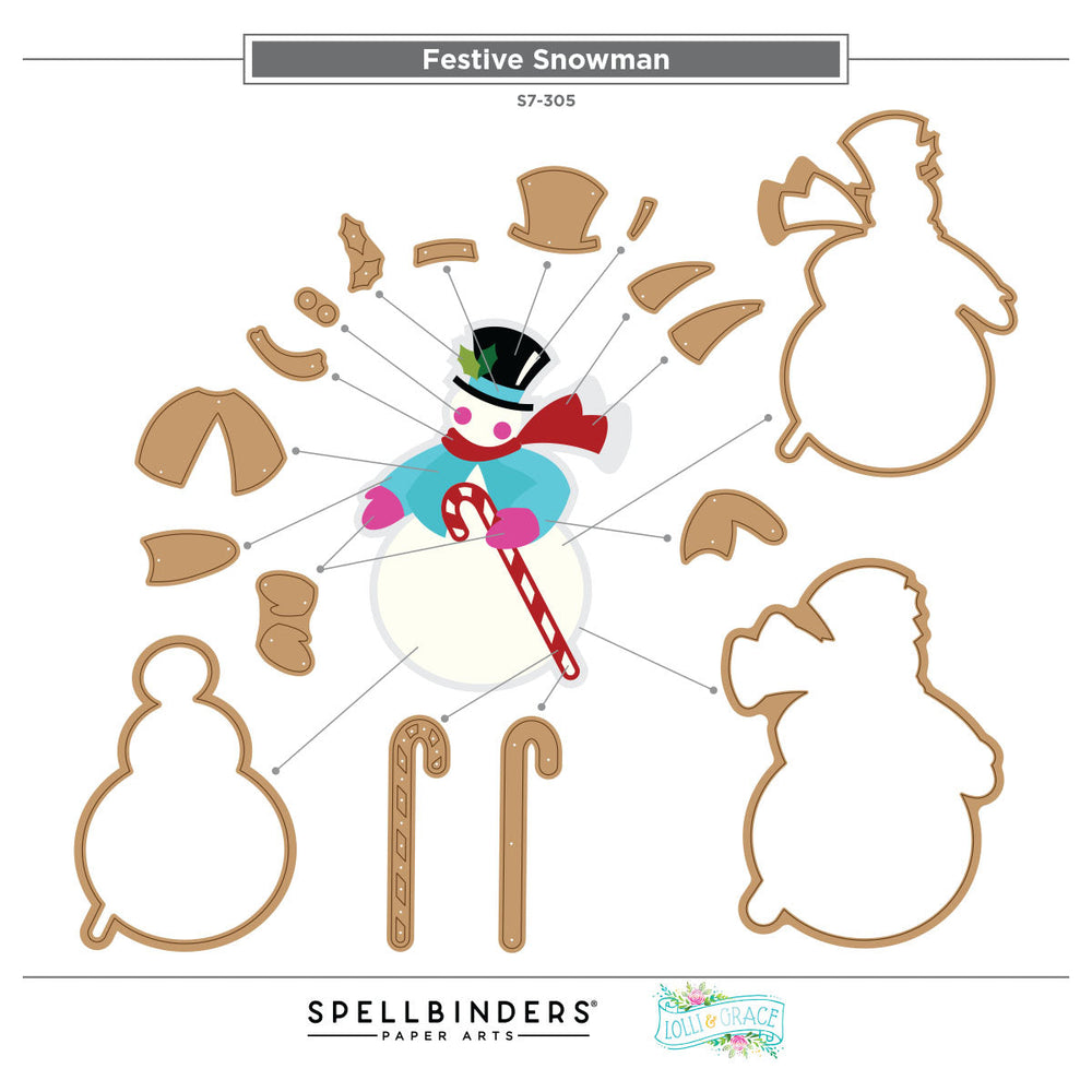 Festive Snowman Etched Dies by Lolli & Grace