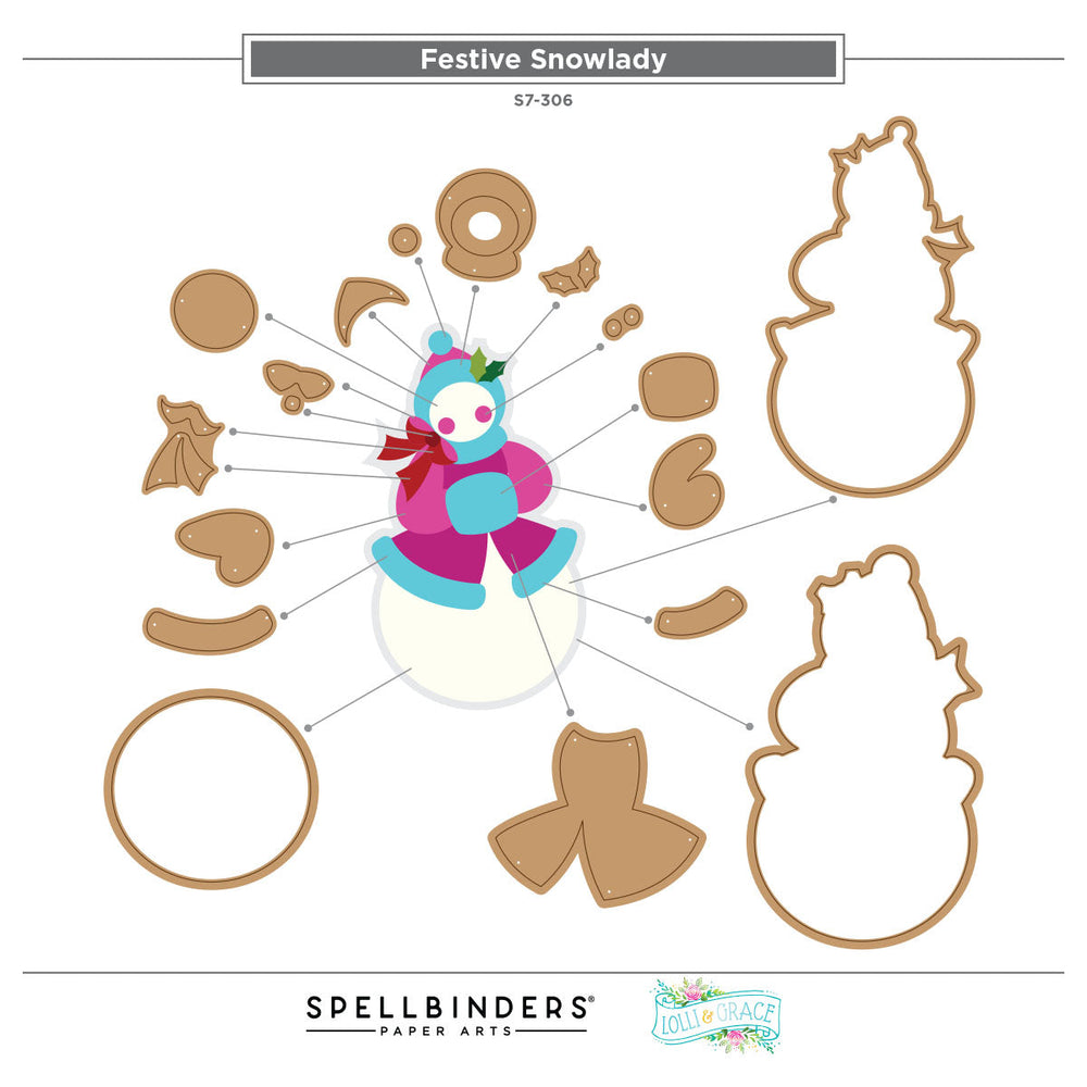 Festive Snowlady Etched Dies by Lolli & Grace