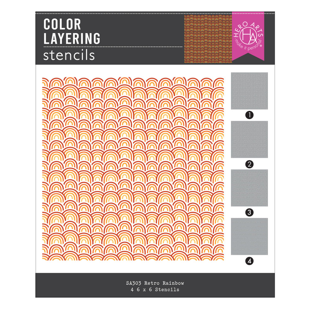 Hero Arts Color Layering Retro Rainbow Stencil