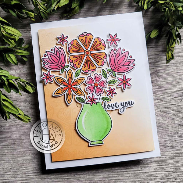 Flowers in Vase Stamp & Cut