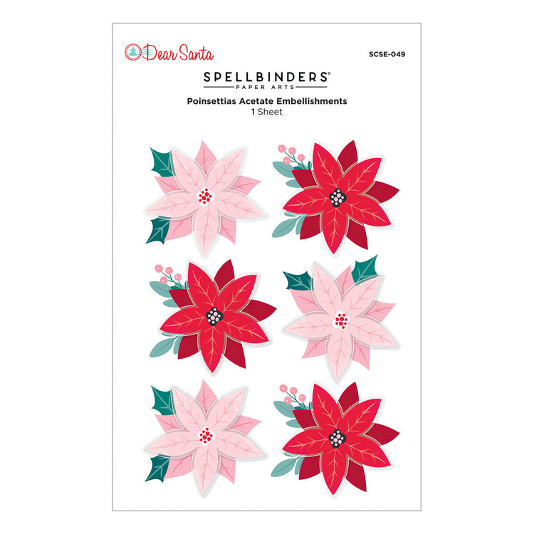 Dear Santa Poinsettia Acetate Embellishments