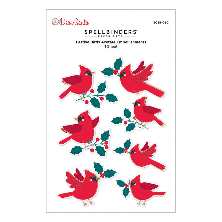 Dear Santa Festive Birds Acetate Ebmellishments Dear Santa Festive Birds Acetate Ebmellishments