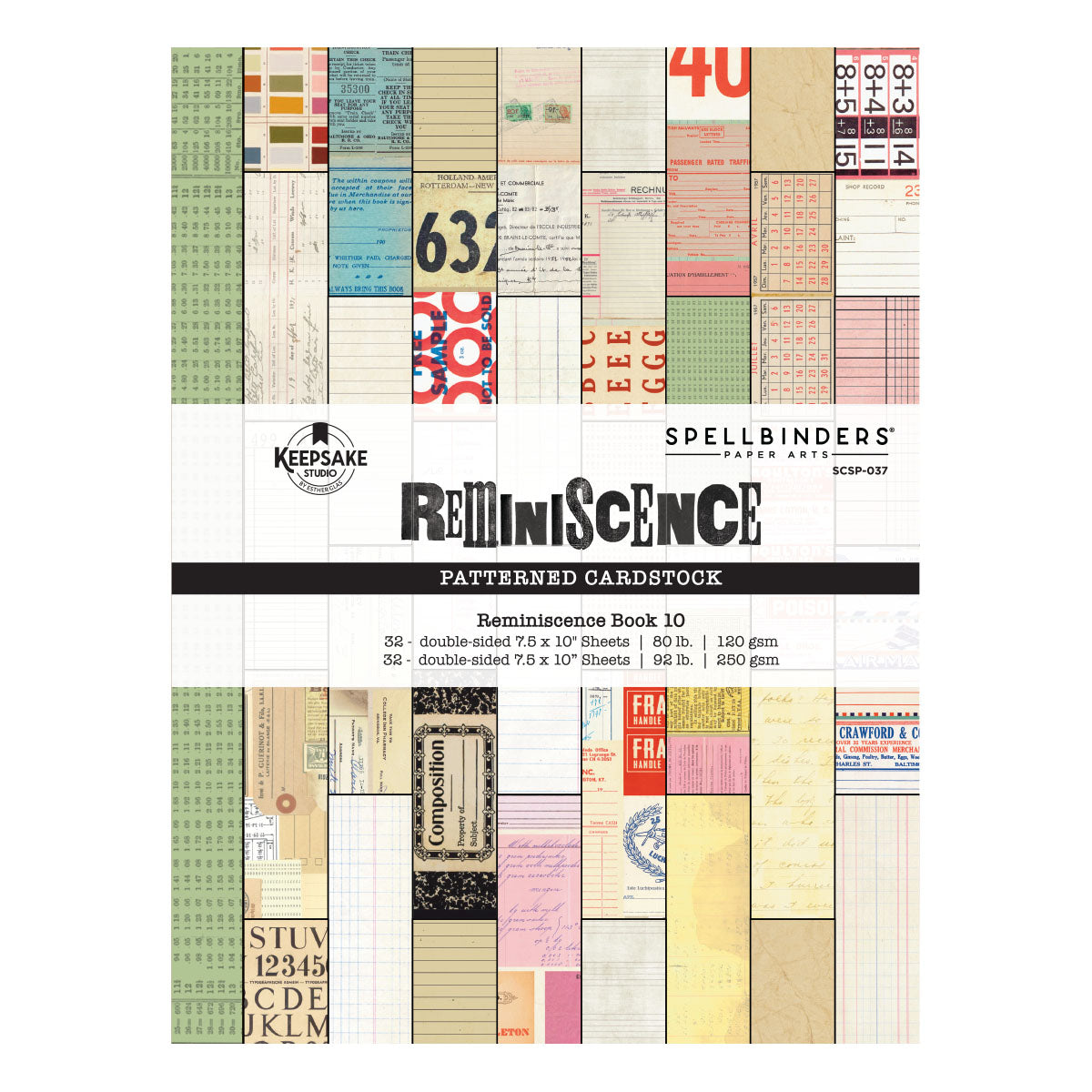 Reminiscence Book 10 Patterned Cardstock by Esther Glas – Spellbinders