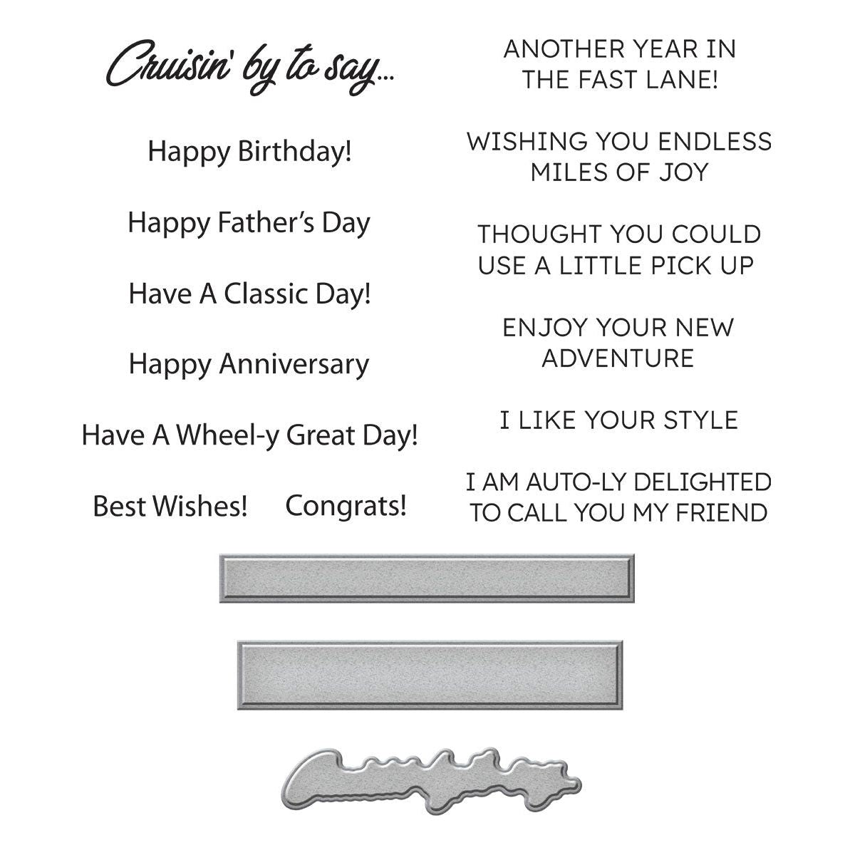 Cruisin' By Sentiments Clear Stamp & Die Set from the Classic Road