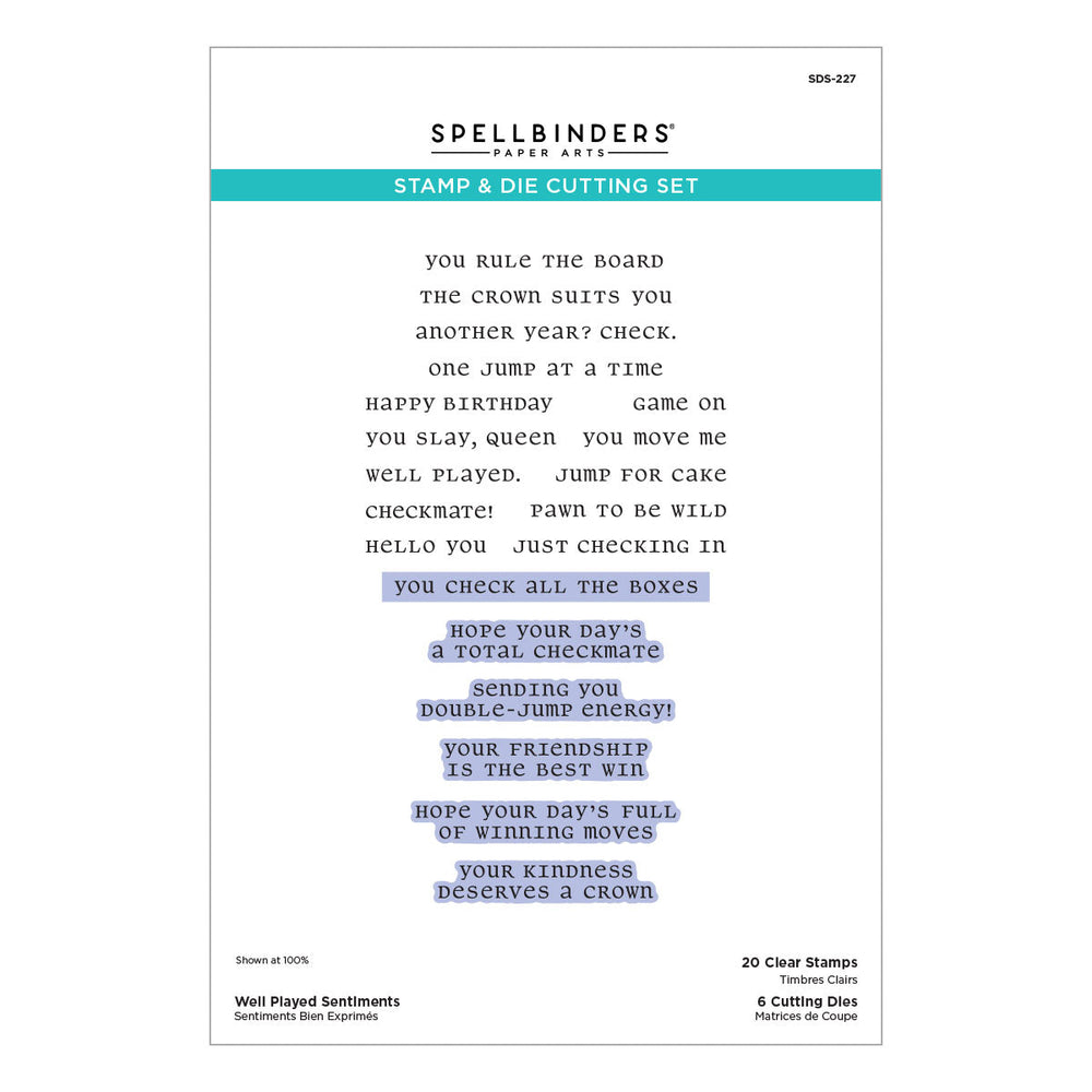 Well Played Sentiments Clear Stamp & Die Set