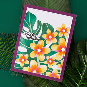 Plumeria Spray Stencil of the Month - finished card project
