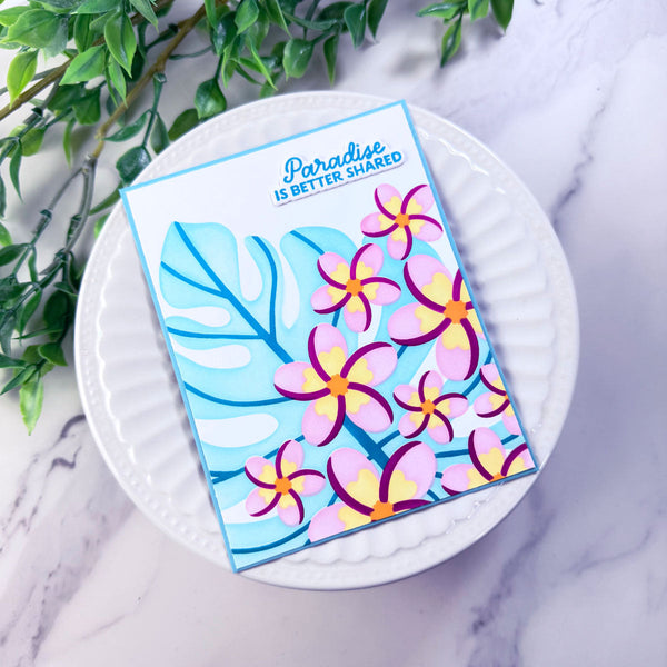 Plumeria Spray Stencil of the Month - card project 11