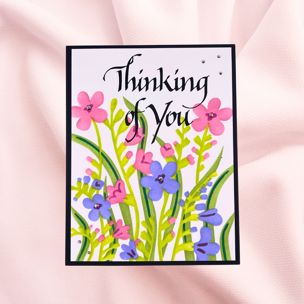 Upright Italic Thinking of You Press + Foil Plate by Paul Antonio
