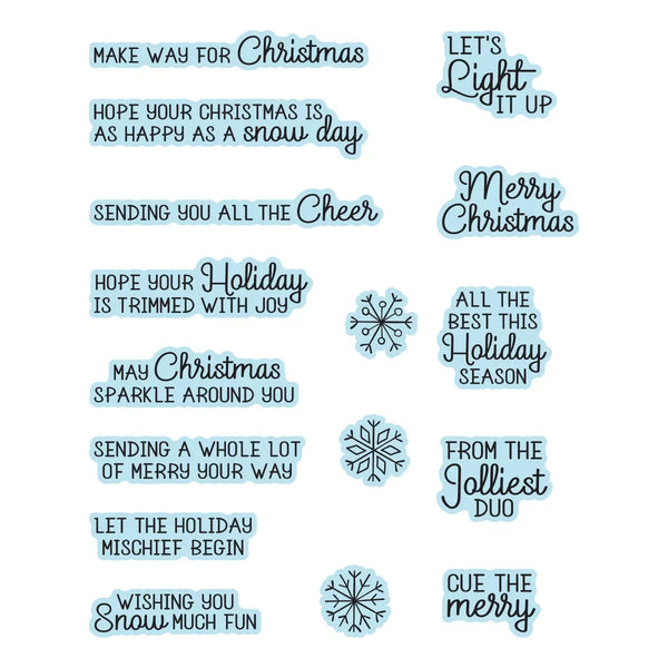 Cue the Merry Clear Stamp & Die of the Month - stamp and die set contents