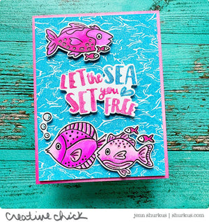 Aqua Texture Bold Prints Cling Stamp