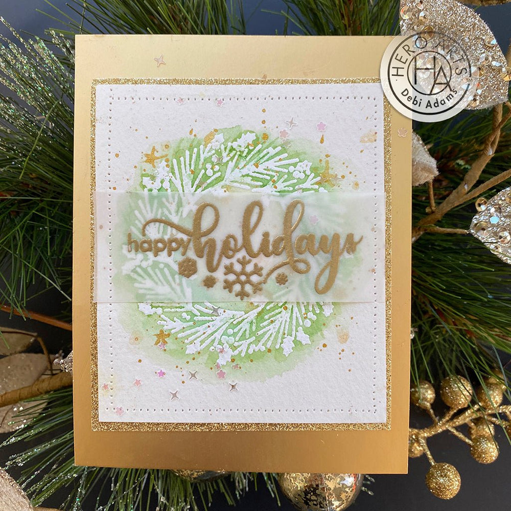 Graphical Wreath Woodblock Stamp