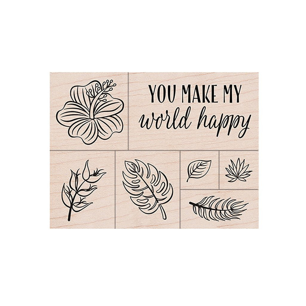 You Make My World Happy Woodblock Stamp Set
