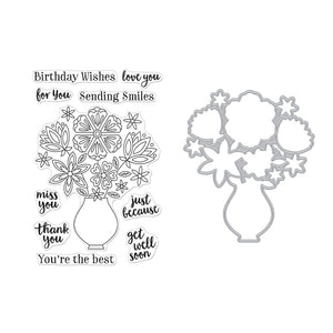 Flowers in Vase Stamp & Cut